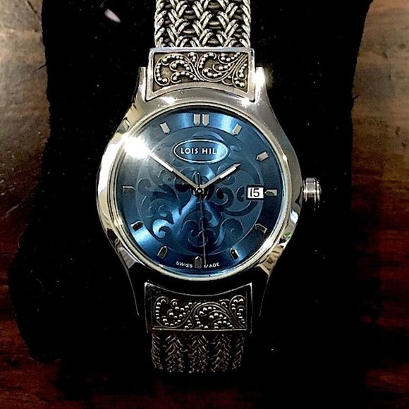 LOIS HILL Sterling Silver Watch Blue Face - Picture 10 of 13